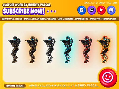 🤖👮🏻Custom Robocop Sub or Bit Badges👮🏻🤖 animation concept artwork cop custom design design digital illustration discord emotes facebook emotes freelance designer graphic design illustration loyalty badges open commission original character robocop robotic illustration streamer sub badges twitch emotes youtube emotes