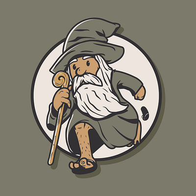 Grey Wizard characterillustration illustration mascot vector