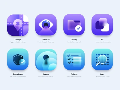 Data & Security App Icons app app icon blur blurred branding dashboard data icons illustration ios key lock purple search security shield ui