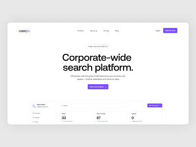 Hero Page 💥 black clean corporate crm dashboard design desktop figma gray landing landingpage minimal purple ui uiux ux website white