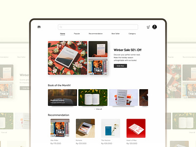 Madani Online Book Store Website UI Design book book store carousel catalogue cms commercial discount e commerce grid grouping hero hierarchy homepage jumbotron landing page navbar online store ui visual winter sale