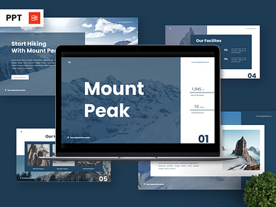 Mount Peak - Mountain Powerpoint Templates adventure blue infographic portfolio powerpoint presentation template wild