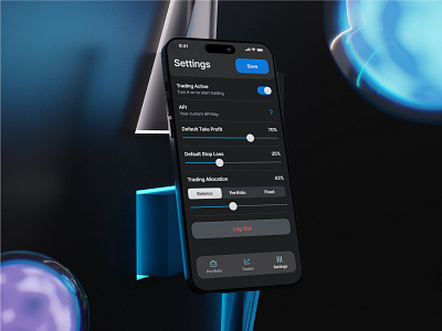 Cryptocurrency App — Settings Screen 3d app application blue crypto cryptocurrency design figma iphone mobile settings trading ui ui ux uiux ux