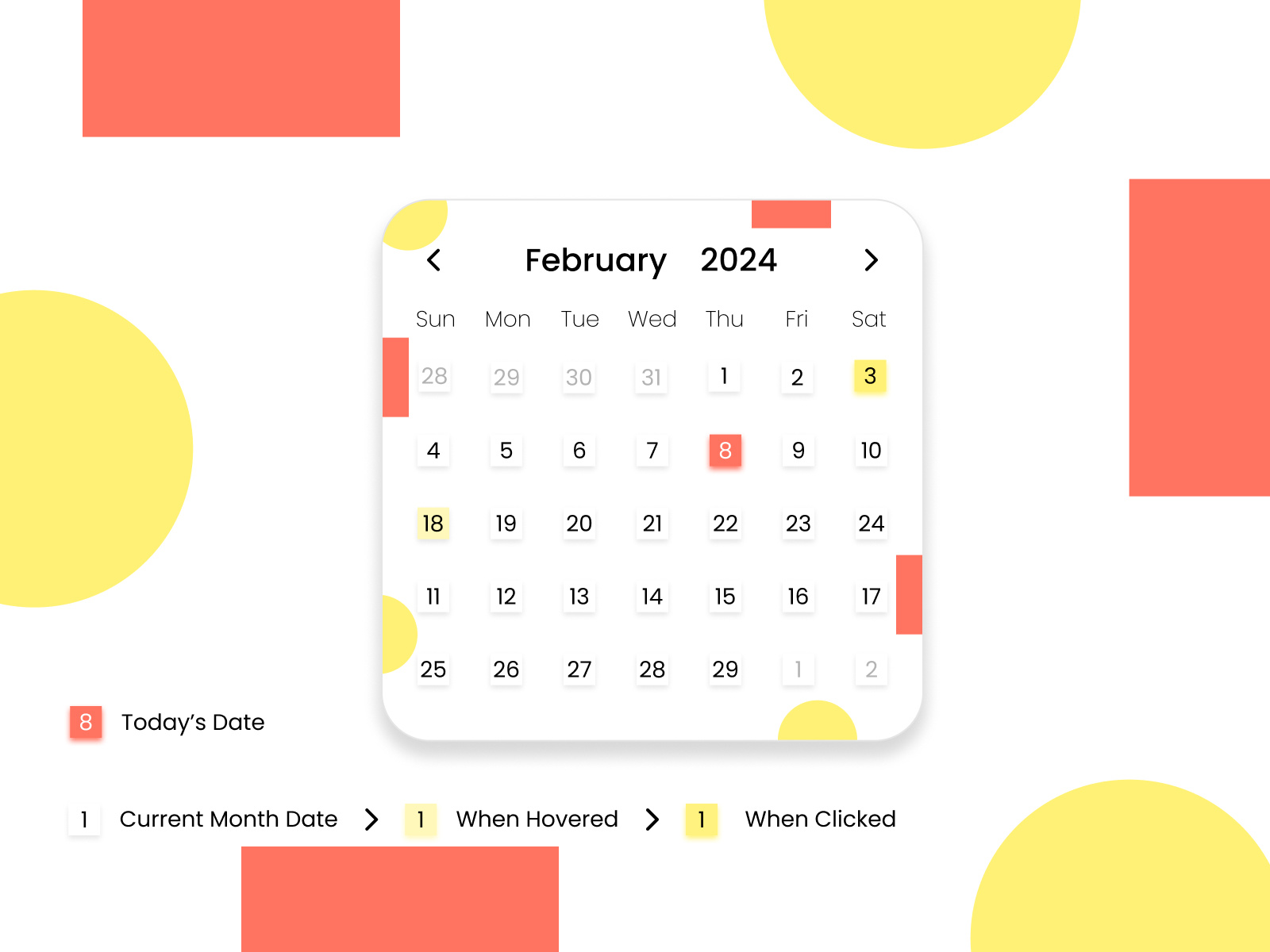 Calendar interface for present month and date by Abhilasha Jain on Dribbble