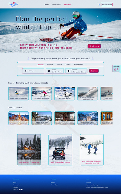 Traveling agency - Arctic Travels landingpage logo ui ux webdesign
