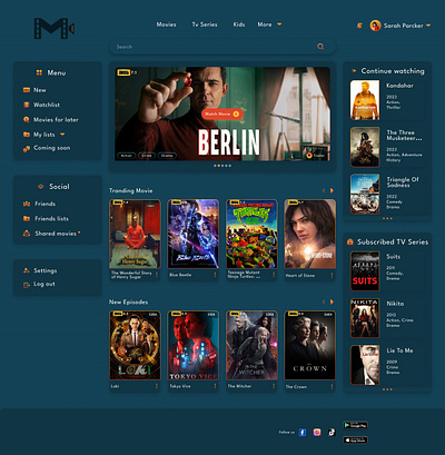 Online movies web site Landing page landingpage ui ux webdesign