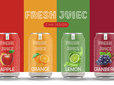 "FRESH JUICE' can Design apple babas beverage can can can design fresh juice juice lemon orange print media printing stroberry