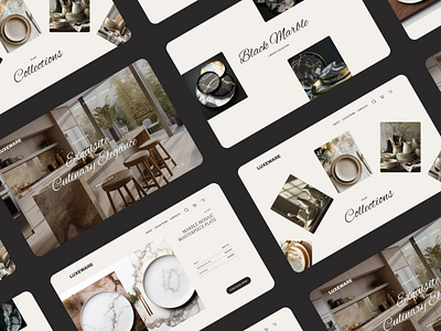 Exclusive Dishes Website ai clean collection cooking cutlery dishes ecommerce exclusive kitchen luxury marble minimal minimalism product shop store tableware ui ui design website