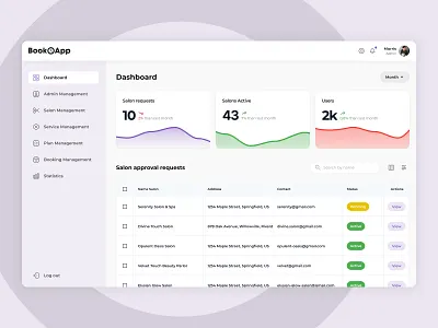 Booking app dashboard - Main screen agency analytics dashboard app beauty booking app booking platform booking software dashboard design desktop application minimal mobile mobile design salon booking spa ui ui design ux web wellness