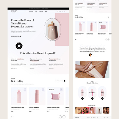 Skincare Store - Website Design cosmetics framer homepage landing minimal skincare webdesign