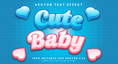 Cute Baby 3d editable text style Template cute baby text