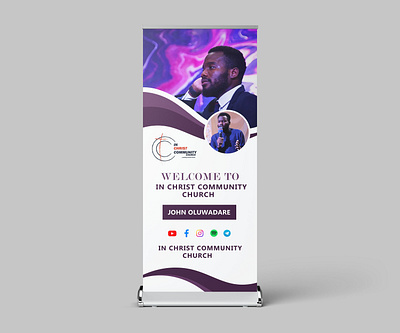 In Christ Community Church Roll Up Banner Design 3d adobe app banner branding church design designer dribble graphic graphic design illustration illustrator logo photoshop rollup ui vector