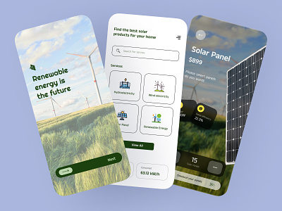 Solar Monitoring App UI Design android app app design application branding design energy graphic design ios mobile mobile app monitor app solar solar power ui ui ux