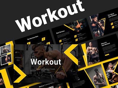 Workout - Fitness Presentation PowerPoint template branding design fitness google slide graphic design illustration keynote logo powerpoint ppt pptx presentation template typography ui ux vector workout