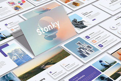 Stonky - Creative Pitch Deck Presentation PowerPoint Template 3d branding design google slide graphic design illustration keynote logo pitch deck powerpoint ppt pptx presentation template typography ui ux vector