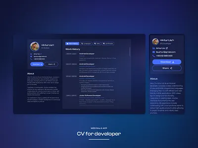 Resume – Website for developer cv developer mobile resume ui ux uxui web webdesign website
