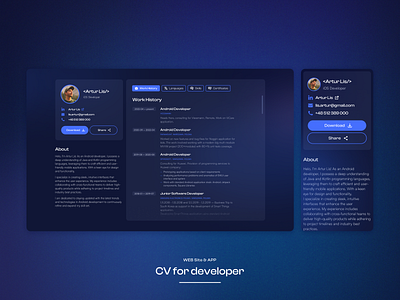 Resume – Website for developer cv developer mobile resume ui ux uxui web webdesign website