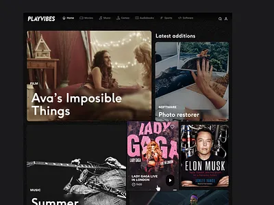 Playvibes streaming platform - web & branding branding layout type ui