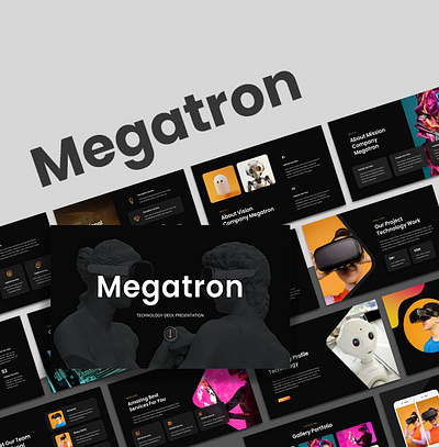 Megatron - Technology Deck Presentation Template ai artificial inteligence branding design google slide graphic design illustration keynote logo pitch deck powerpoint ppt pptx presentation technology template typography ui ux vector