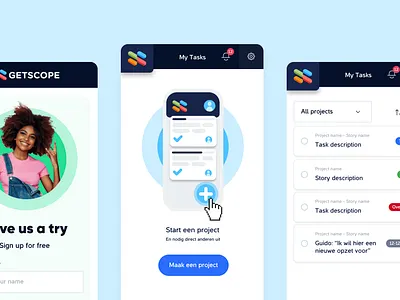 GetScope - Mobile app branding illustration layout mobile startup tool