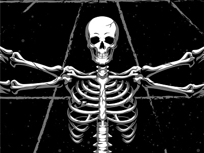 Skeleton adobe illustrator black da vinci dark horror illustration merch merchandise scarry skeleton skull t shirt t shirtdesign vector vitruvian