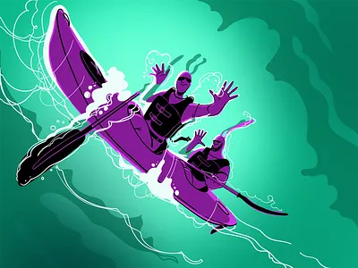 Year of the Rabbit 2023 doodles illustration kayak kayaking rabbit river storm vector year of the rabbit