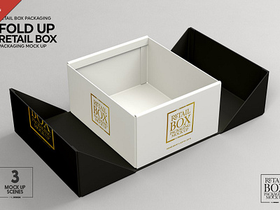 Fold Up Retail Box Packaging Mockup box cardboard fold gift gold luxury package packaging retail rigid shopping silver