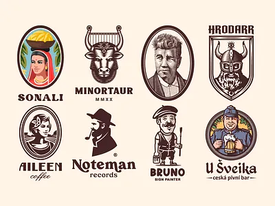 LOGOFOLIO 6 badge branding character design design engraving graphic design illustration logo vector