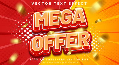 Mega Offer 3d editable text style Template element