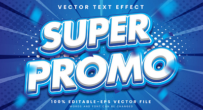 Super Promo 3d editable text style Template typography