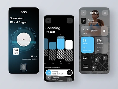 Healthcare CGM Tracker | Digital Health | Diabetes Management app app ui branding care cgm doctor ehr emr fitness health healthcare medecine medicine monitor phr stats tracker tracking ui ux