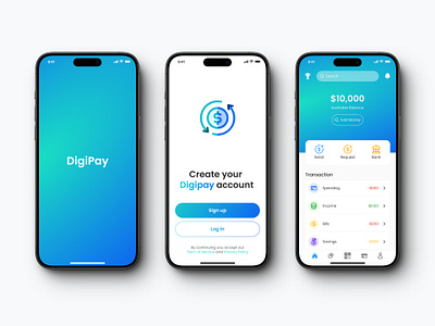 DigiPay - Fintech Mobile App Design. app design currency app figma fintech fintech app mobile app mobile app design simple app design ui ux