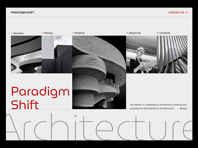 Paradigm shift - architecture buro home page architecture buro design figma homepage typography ui