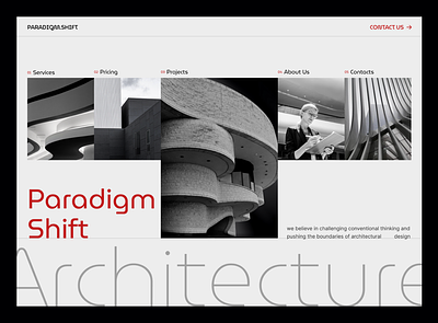 Paradigm shift - architecture buro home page architecture buro design figma homepage typography ui
