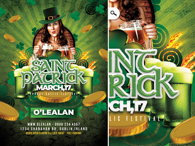 Saint Patrick Irish Day Party Flyer bar celtic club event flyer green national day night party themed