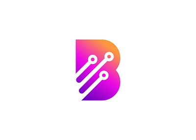 Letter B Technology vector monogram logo design template. business