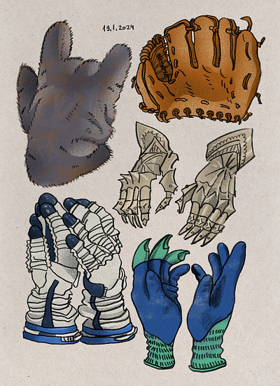 Gloves (Part 2) adobe photoshop design digital illustration mixed media procreate sketch