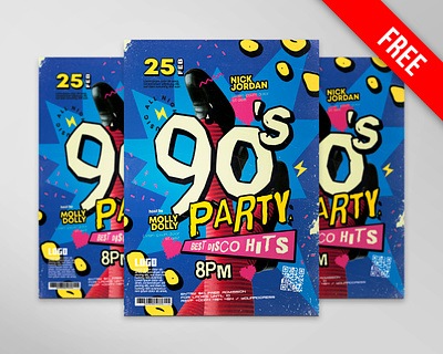 Free 90's Party Flyer PSD Template club flyer design flyer flyer design free free psd freebie party flyer psd