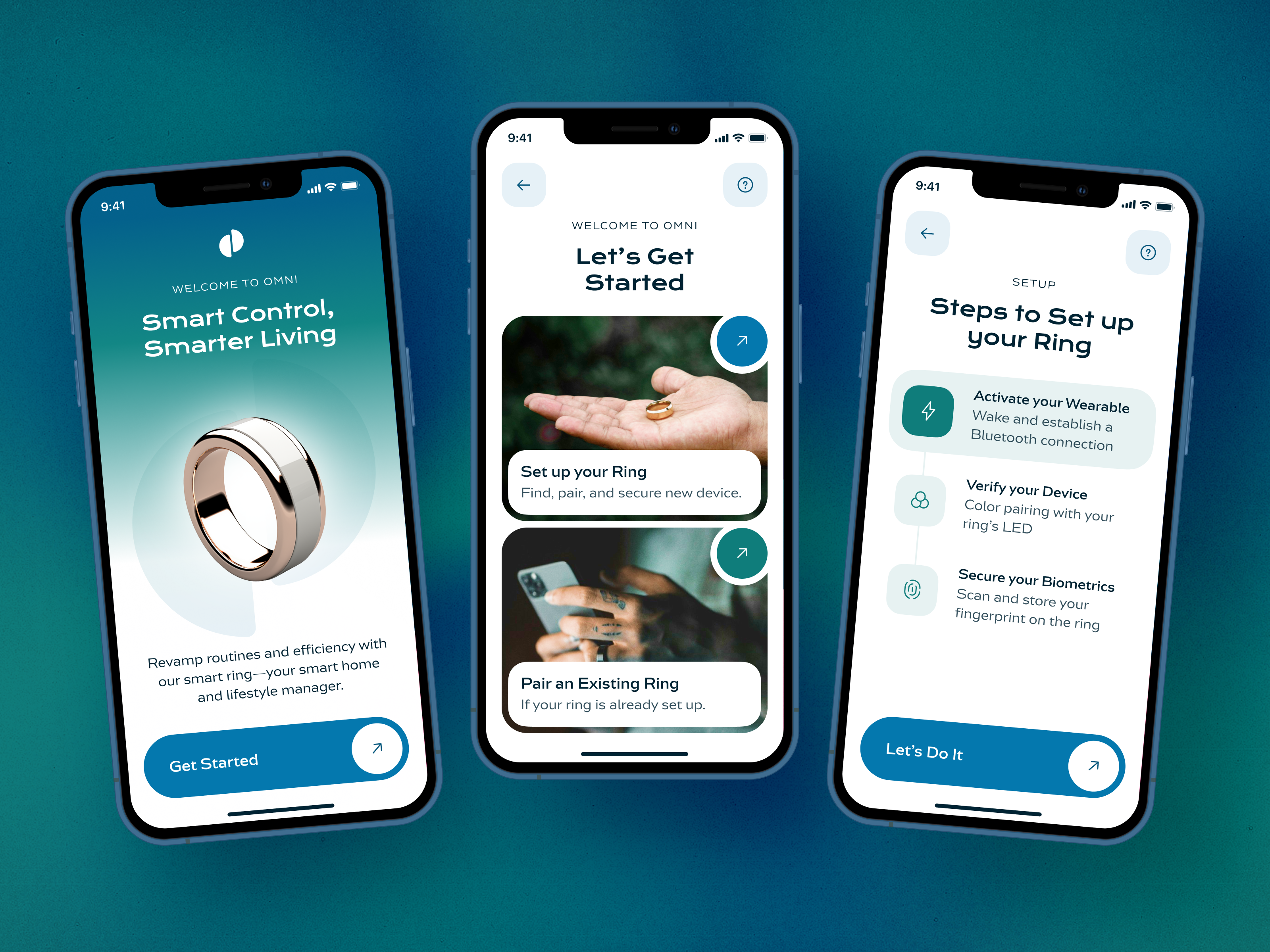 IoT Smart Ring App for Home Control app app design design gradients home management iot onboarding setup smart device smart home smart ring technology ui ui ux ui design uidesign uiux wearable welcome