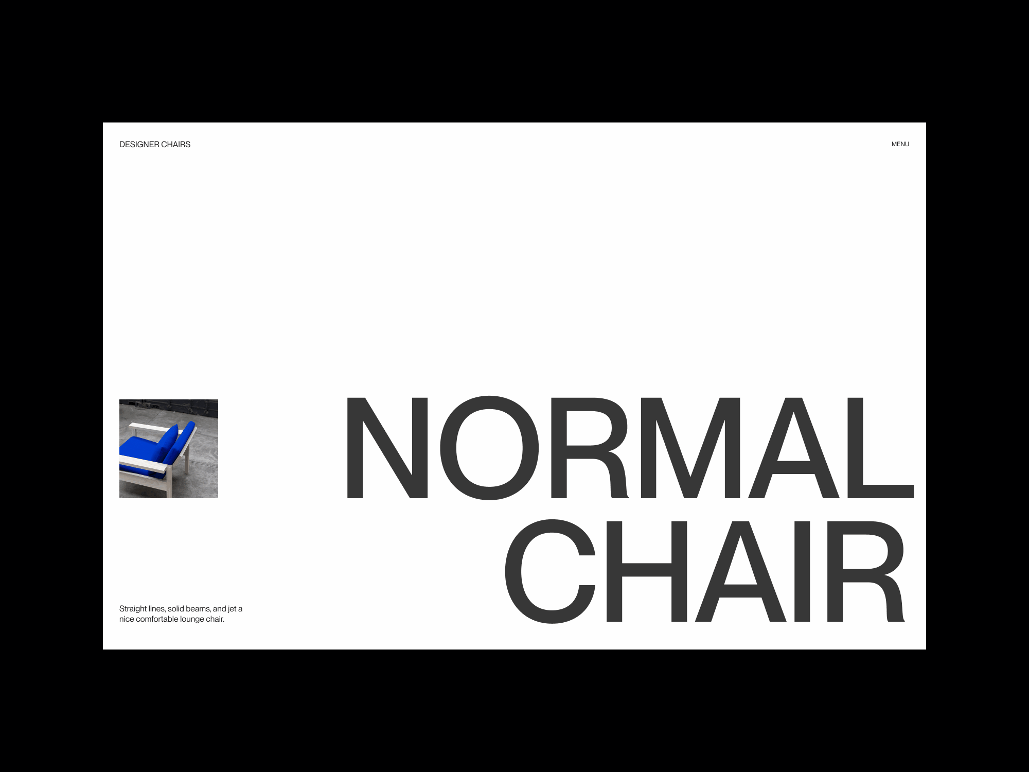 normal.blue animation blue chair clean concept furniture minimal typography ui website