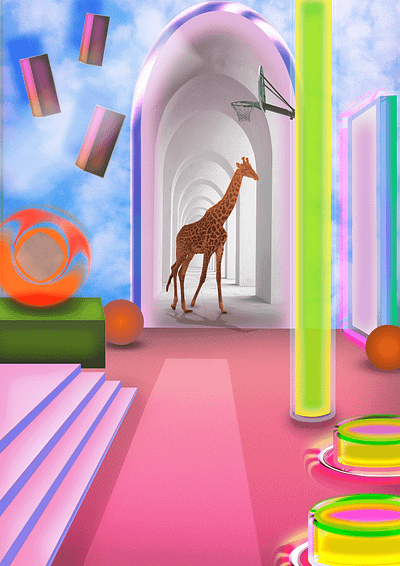??? 3d adobe photoshop blocks fantasy futuristic giraffe graphic design illustrator non realistic photoshop