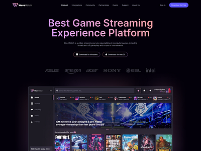 WaveWatch Game Streaming Platform application branding design gaming interaction interface product streaming ui ux uxui web design