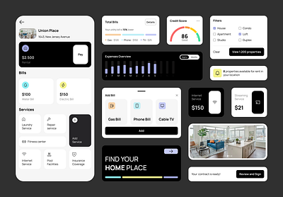 Tenant/Home Components app bento bento grid branding components figma mobile product product design ui ux