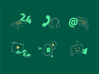 Public relations department icons 24 @ bitcoin blockchain call coin contact crypto exchange green headphone help illustration message play pr public relations department trade ui