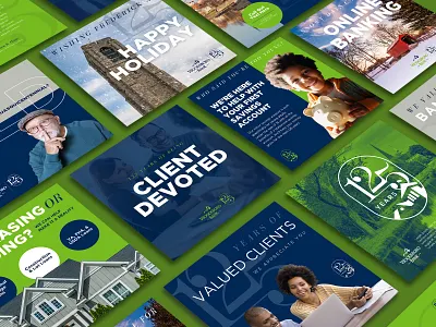 Woodsboro Bank 125th Branding 125 anniversary bank banking branding community design established frederick green grid local logo media mobile navy social template templates woodsboro