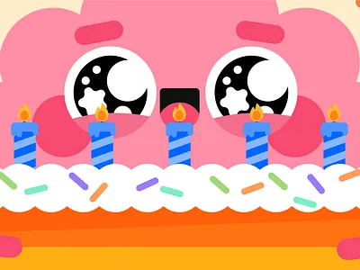 Celebrating Brainy app birthday birthday cake brain cake celebrating character character design cute design illustration vector