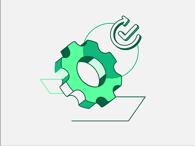 Easy investment and automation automation bitcoin blockchain branding coin crypto design easy exchange green icon illustration investment logo reload setting tech tick trade ui