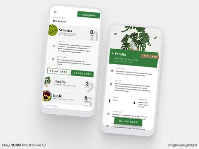 Plant Care - #Figbruary2024 care fertilizer figbruary figbruary2024 figma green greenthumb houseplant instructions list mobile mockup plant product ui