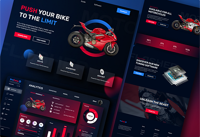 Motorcycle Tuning Software 3d abstract animation bike branding car dashboard figma graphic design home page landing page modern motion graphics motorcycle software tuning ui ux uxui web design