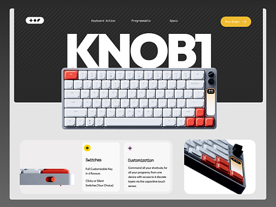 Knob1 Mechanical Keyboard Splash Page dark figma keyboard keyboards keys layout light mechanical peripherals red typography ui web web design